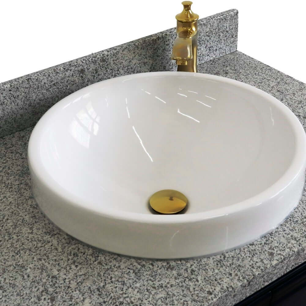 31" Single vanity in Blue finish with Gray granite and round sink - 400800-31-BU-GYRD