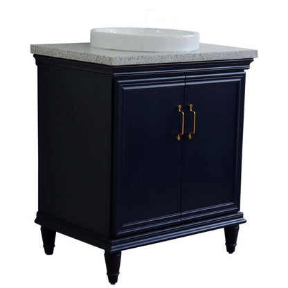 31" Single vanity in Blue finish with Gray granite and round sink - 400800-31-BU-GYRD