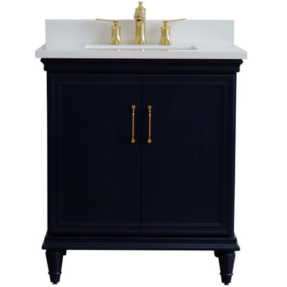 31" Single vanity in Blue finish with White quartz and rectangle sink - 400800-31-BU-WER