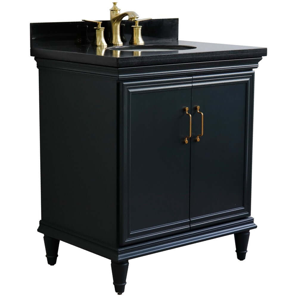 31" Single vanity in Dark Gray finish with Black galaxy and oval sink - 400800-31-DG-BGO