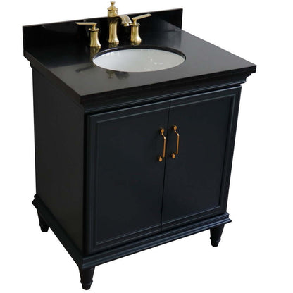 31" Single vanity in Dark Gray finish with Black galaxy and oval sink - 400800-31-DG-BGO