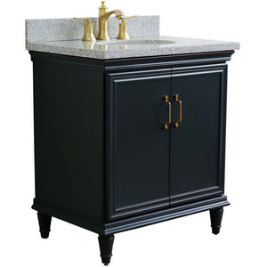 31" Single vanity in Dark Gray finish with Gray granite and oval sink - 400800-31-DG-GYO