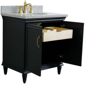31" Single vanity in Dark Gray finish with Gray granite and oval sink - 400800-31-DG-GYO