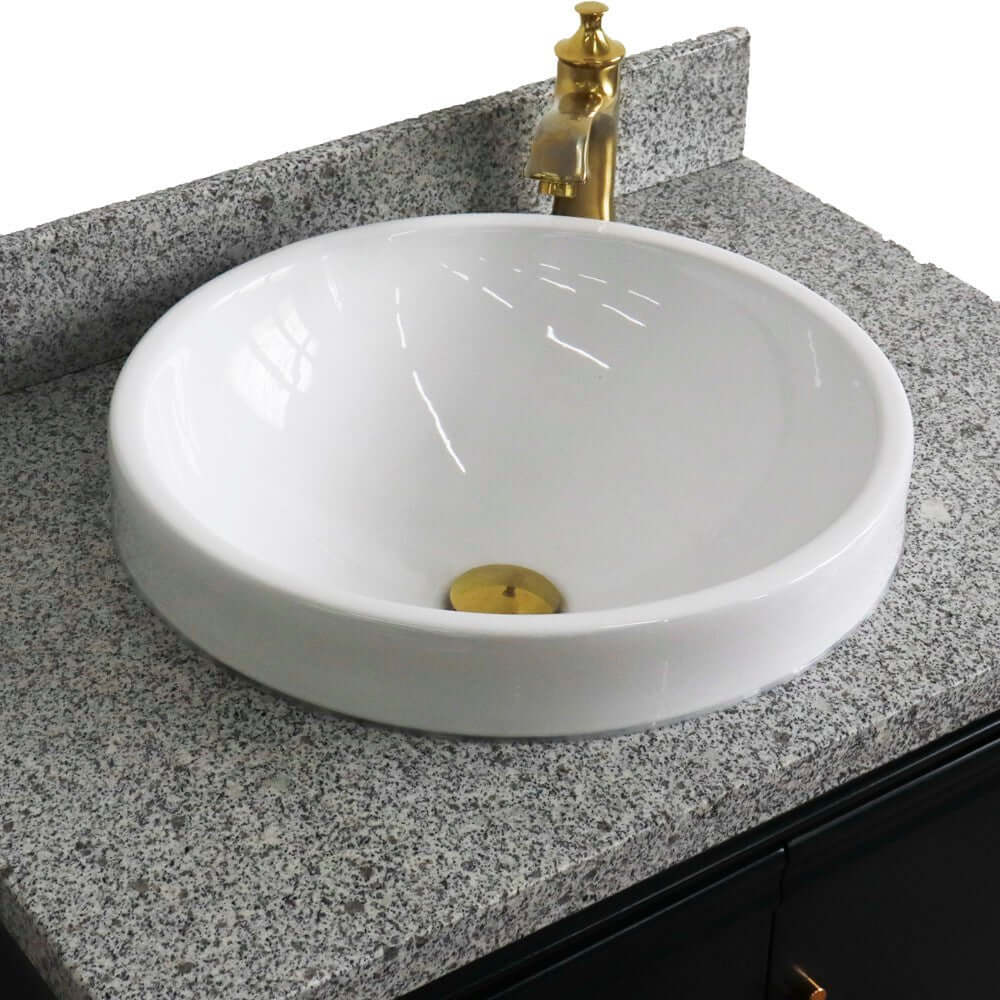 31" Single vanity in Dark Gray finish with Gray granite and round sink - 400800-31-DG-GYRD