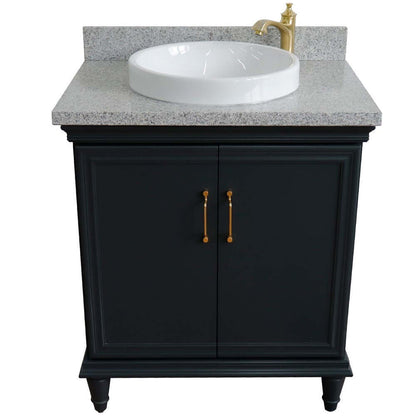 31" Single vanity in Dark Gray finish with Gray granite and round sink - 400800-31-DG-GYRD