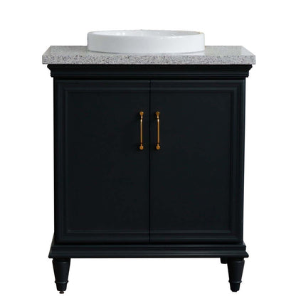 31" Single vanity in Dark Gray finish with Gray granite and round sink - 400800-31-DG-GYRD