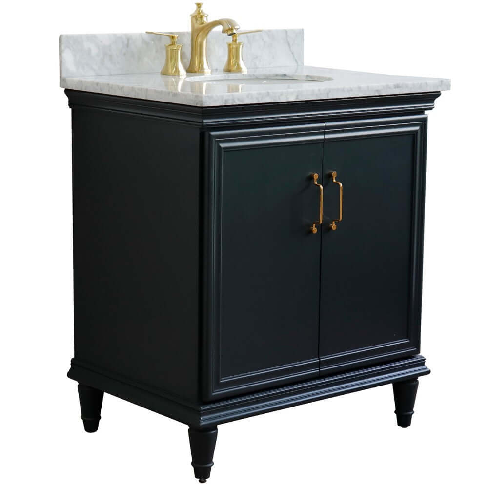 31" Single vanity in Dark Gray finish with White Carrara and oval sink - 400800-31-DG-WMO