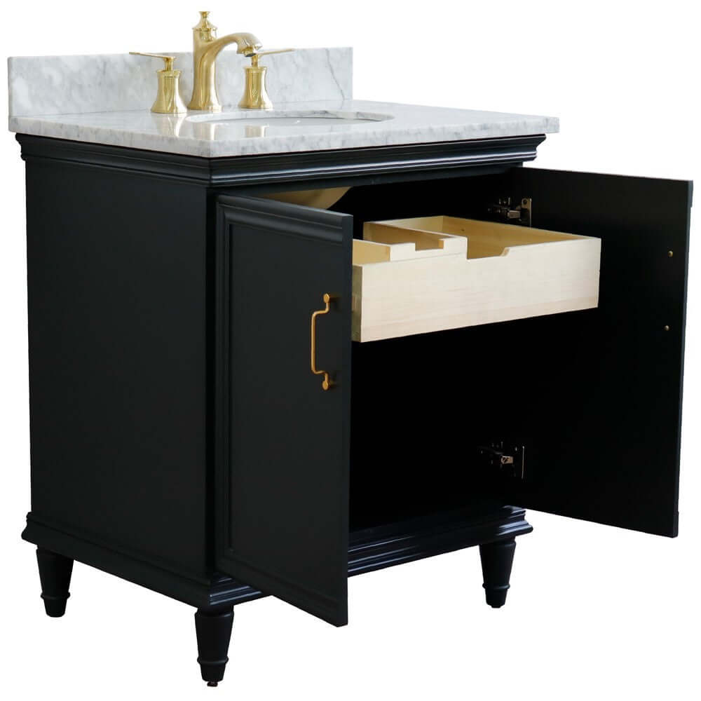 31" Single vanity in Dark Gray finish with White Carrara and oval sink - 400800-31-DG-WMO