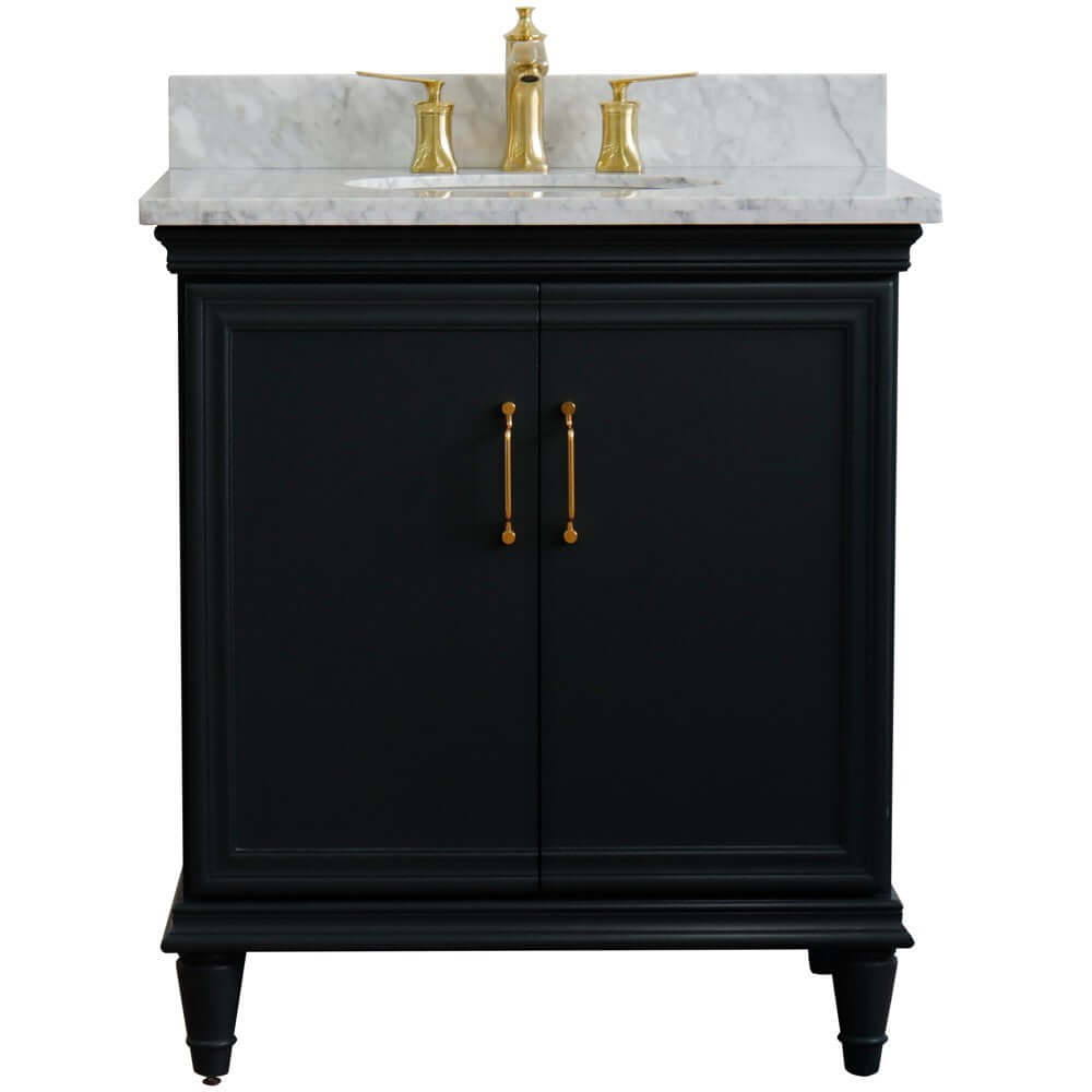 31" Single vanity in Dark Gray finish with White Carrara and oval sink - 400800-31-DG-WMO