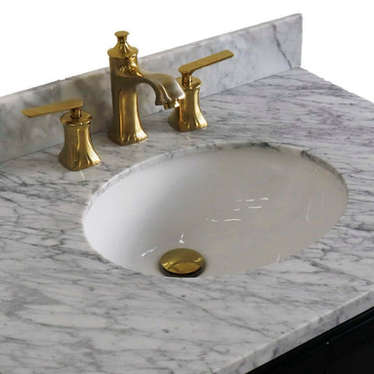 31" Single vanity in Dark Gray finish with White Carrara and oval sink - 400800-31-DG-WMO