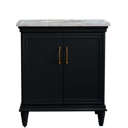 31" Single vanity in Dark Gray finish with White Carrara and oval sink - 400800-31-DG-WMO