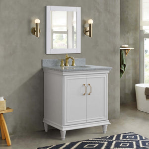 31" Single vanity in White finish with Gray granite and oval sink - 400800-31-WH-GYO