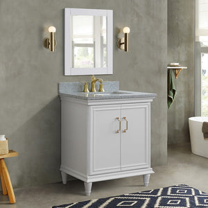 31" Single vanity in White finish with Gray granite and rectangle sink - 400800-31-WH-GYR