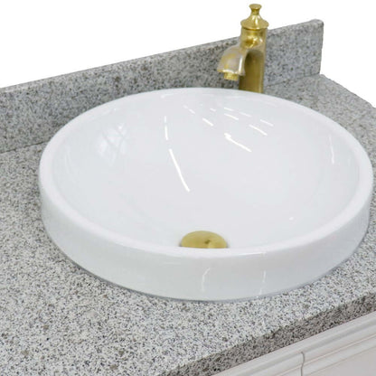 31" Single vanity in White finish with Gray granite and round sink - 400800-31-WH-GYRD