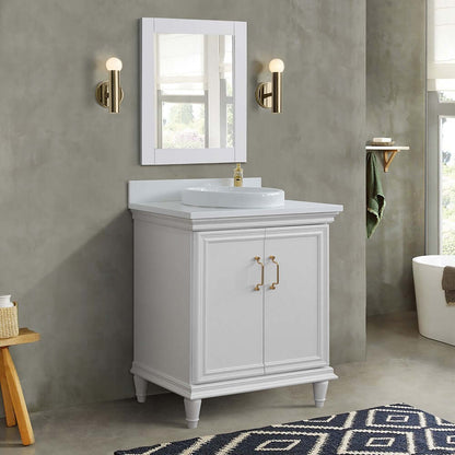 31" Single vanity in White finish with White quartz and round sink - 400800-31-WH-WERD