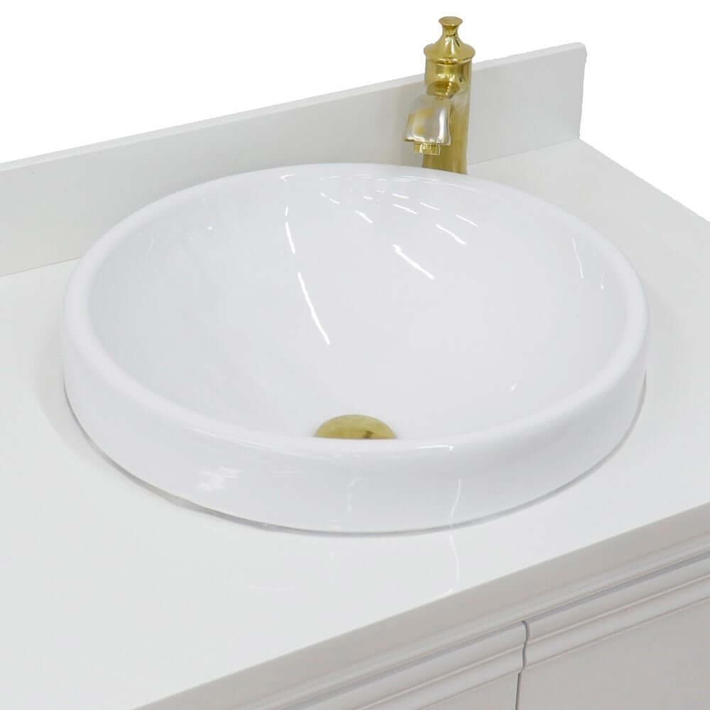 31" Single vanity in White finish with White quartz and round sink - 400800-31-WH-WERD