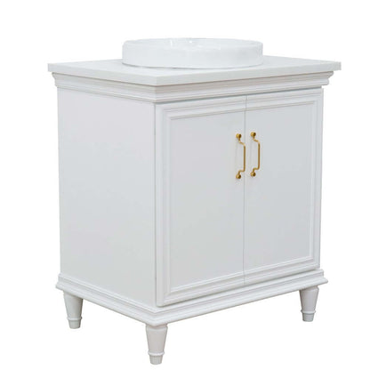 31" Single vanity in White finish with White quartz and round sink - 400800-31-WH-WERD