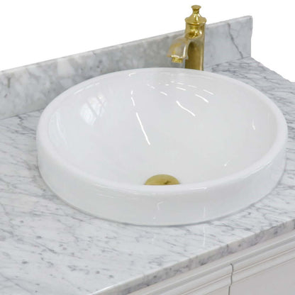 31" Single vanity in White finish with White Carrara and round sink - 400800-31-WH-WMRD