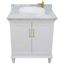 Load image into Gallery viewer, 31&quot; Single vanity in White finish with White Carrara and round sink - 400800-31-WH-WMRD