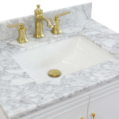 31" Single vanity in White finish with White Carrara and rectangle sink - 400800-31-WH-WMR