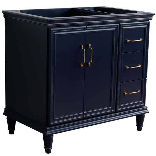 36" Single vanity in Blue finish- left door- cabinet only - 400800-36L-BU