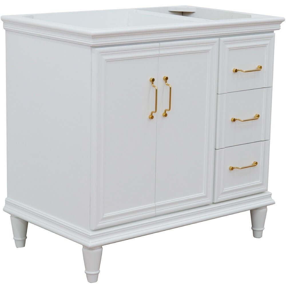 36" Single vanity in White finish- left door- cabinet only - 400800-36L-WH