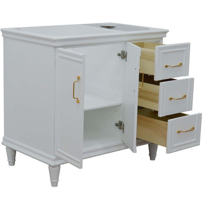 36" Single vanity in White finish- left door- cabinet only - 400800-36L-WH