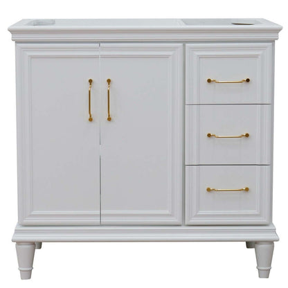 36" Single vanity in White finish- left door- cabinet only - 400800-36L-WH