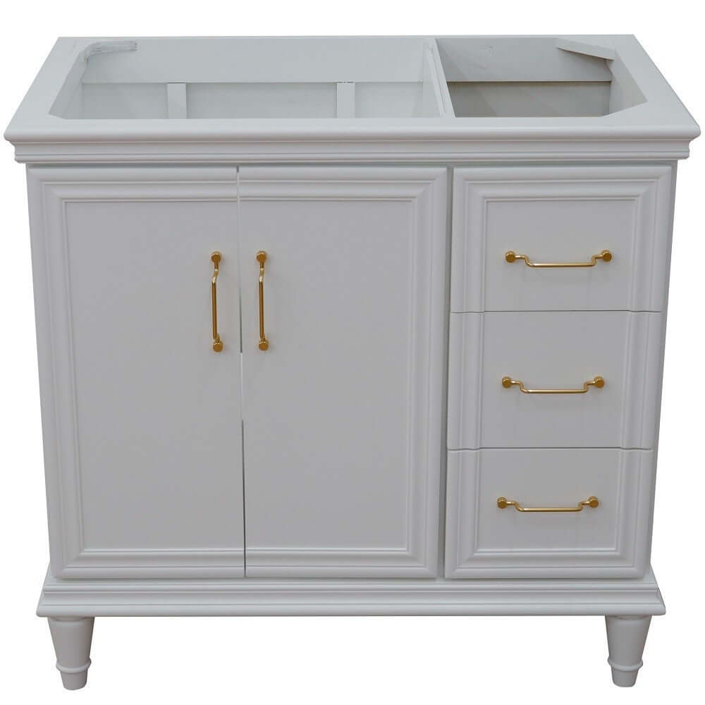 36" Single vanity in White finish- left door- cabinet only - 400800-36L-WH