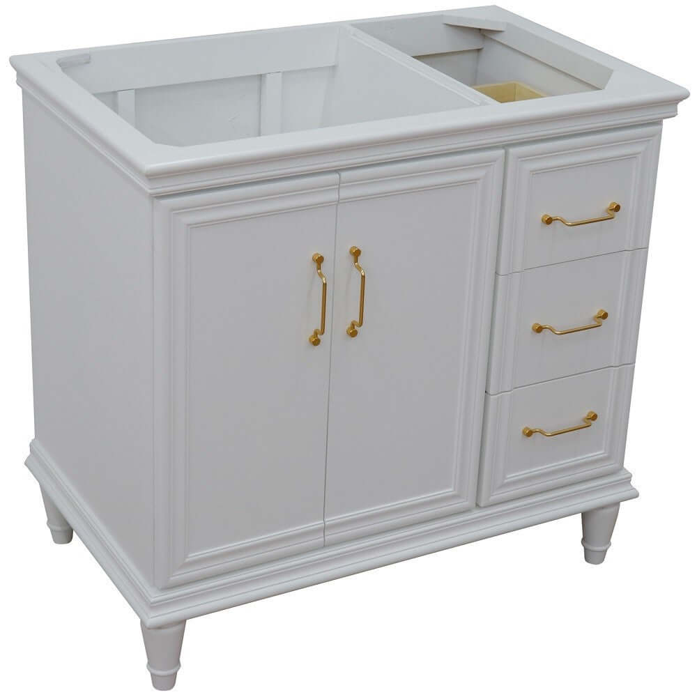 36" Single vanity in White finish- left door- cabinet only - 400800-36L-WH