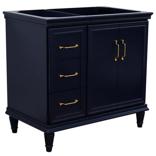 36" Single vanity in Blue finish- right door- cabinet only - 400800-36R-BU