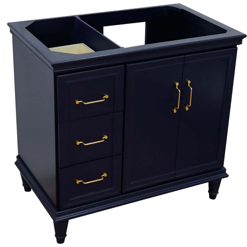 36" Single vanity in Blue finish- right door- cabinet only - 400800-36R-BU