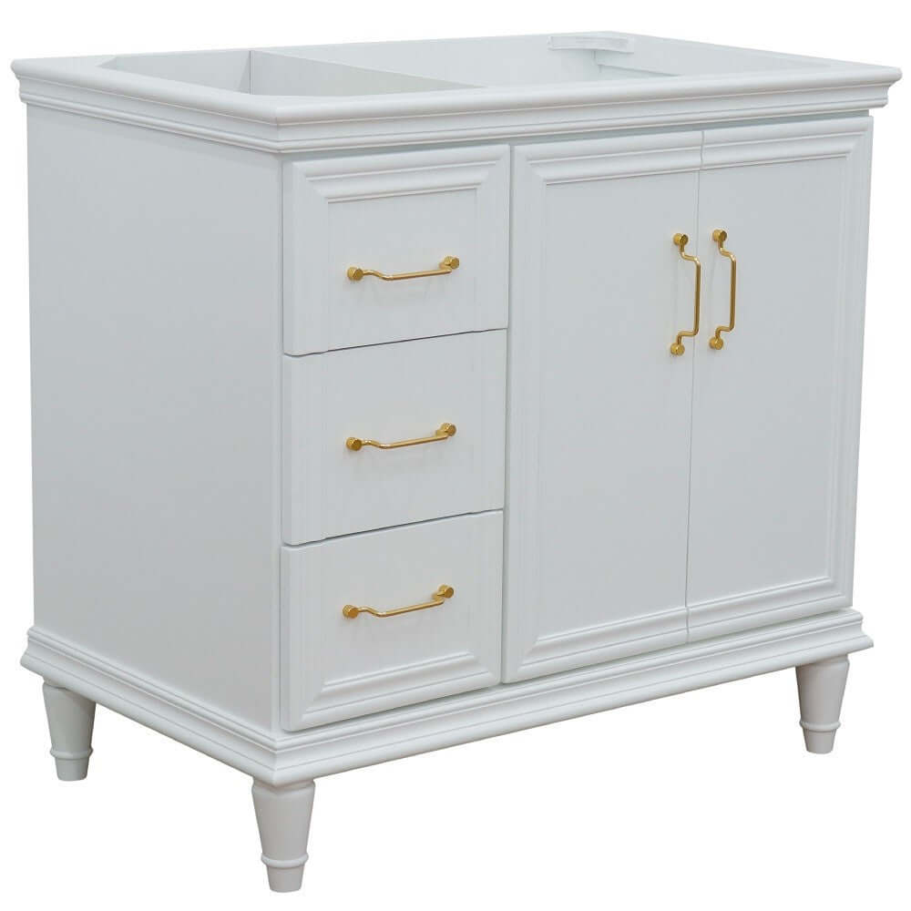 36" Single vanity in White finish- right door- cabinet only - 400800-36R-WH