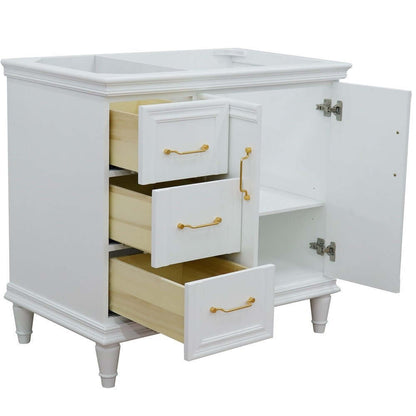 36" Single vanity in White finish- right door- cabinet only - 400800-36R-WH