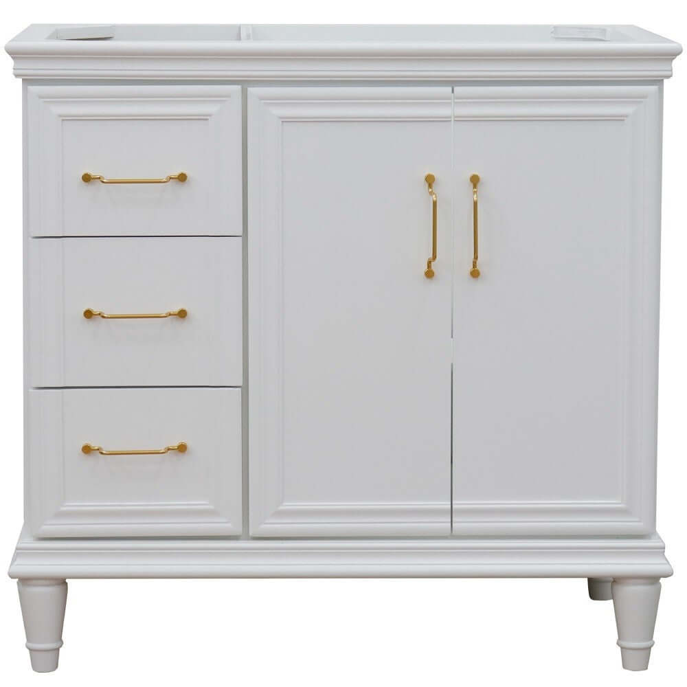 36" Single vanity in White finish- right door- cabinet only - 400800-36R-WH