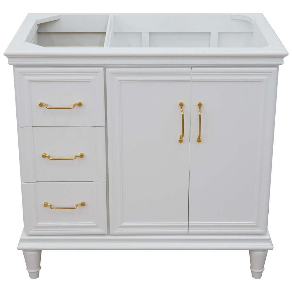 36" Single vanity in White finish- right door- cabinet only - 400800-36R-WH