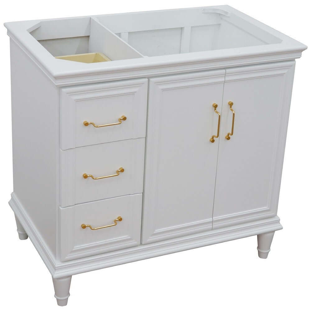 36" Single vanity in White finish- right door- cabinet only - 400800-36R-WH