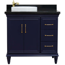 Load image into Gallery viewer, 37&quot; Single vanity in Blue finish with Black galaxy and round sink- Left door/Left sink - 400800-37L-BU-BGRDL