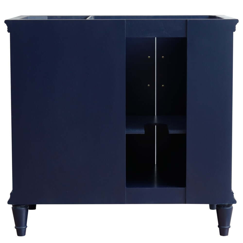 37" Single vanity in Blue finish with Gray granite and round sink- Left door/Left sink - 400800-37L-BU-GYRDL