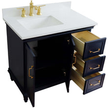 Load image into Gallery viewer, 37&quot; Single vanity in Blue finish with White quartz and rectangle sink- Left door/Left sink - 400800-37L-BU-WERL