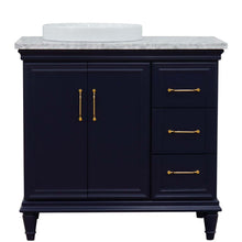 Load image into Gallery viewer, 37&quot; Single vanity in Blue finish with White Carrara and round sink- Left door/Left sink - 400800-37L-BU-WMRDL