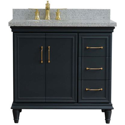 37" Single vanity in Dark Gray finish with Gray granite and oval sink- Left door/Left sink - 400800-37L-DG-GYOL