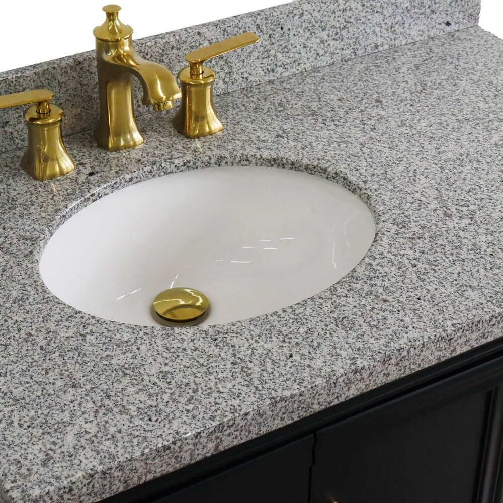 37" Single vanity in Dark Gray finish with Gray granite and oval sink- Left door/Left sink - 400800-37L-DG-GYOL