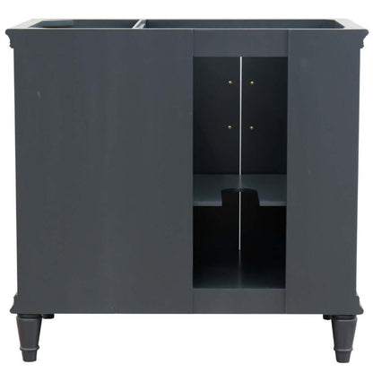 37" Single vanity in Dark Gray finish with White quartz and rectangle sink- Left door/Left sink - 400800-37L-DG-WERL