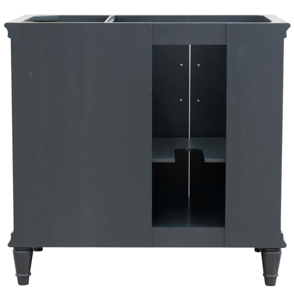 37" Single vanity in Dark Gray finish with White Carrara and rectangle sink- Left door/Left sink - 400800-37L-DG-WMRL