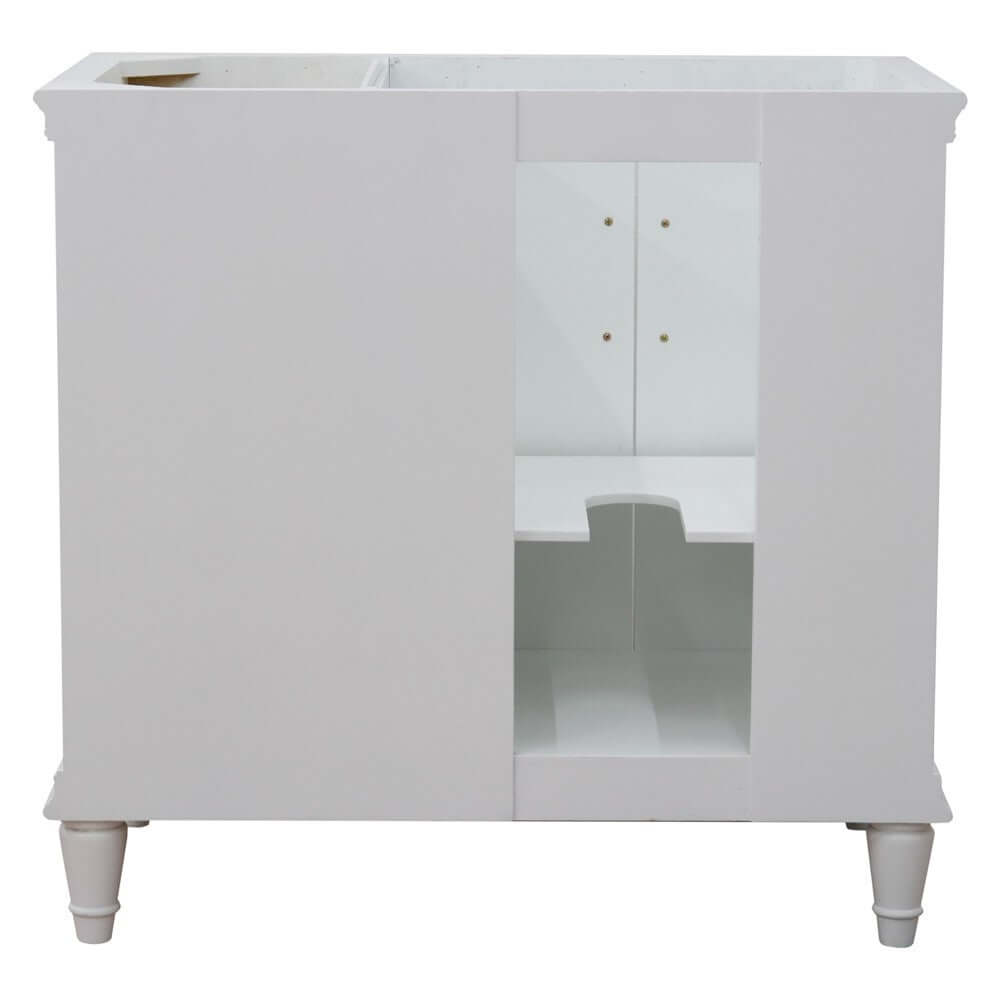 37" Single vanity in White finish with Gray granite and oval sink- Left door/Left sink - 400800-37L-WH-GYOL