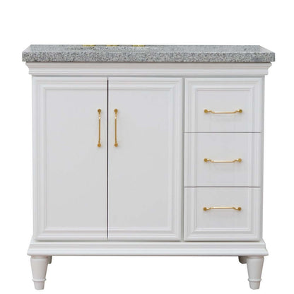 37" Single vanity in White finish with Gray granite and oval sink- Left door/Left sink - 400800-37L-WH-GYOL