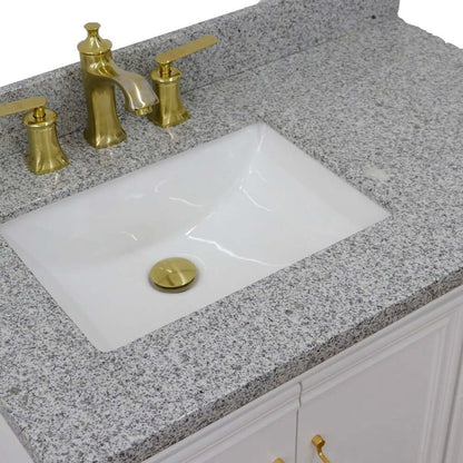 37" Single vanity in White finish with Gray granite and rectangle sink- Left door/Left sink - 400800-37L-WH-GYRL