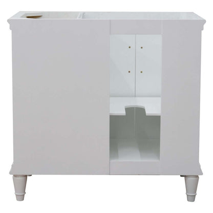 37" Single vanity in White finish with Gray granite and rectangle sink- Left door/Left sink - 400800-37L-WH-GYRL