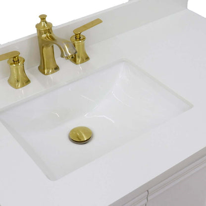 37" Single vanity in White finish with White quartz and rectangle sink- Left door/Left sink - 400800-37L-WH-WERL